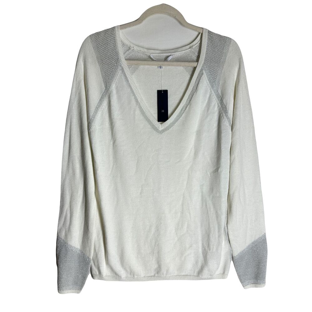 NWT Relative Pie Women Viscose Cashmere Blend Sweater Metallic Long Sleeve M